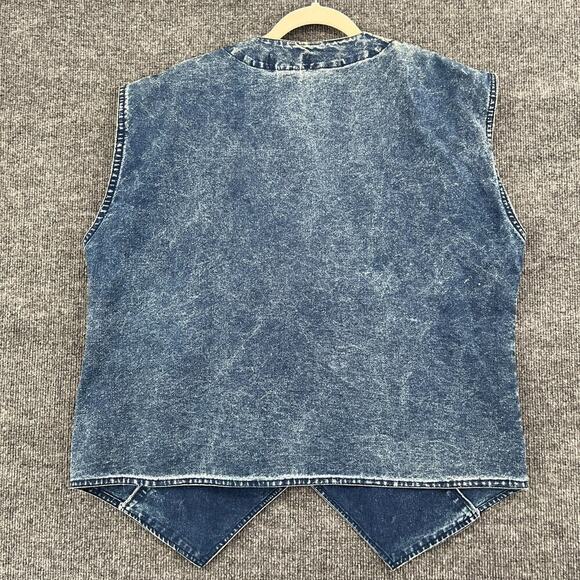 Vintage License Womens Denim Vest Size L Embellished Acid Wash Double Breasted - Picture 6 of 10